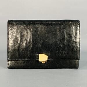 DONNA KARAN Black Gold Leather Wallet
